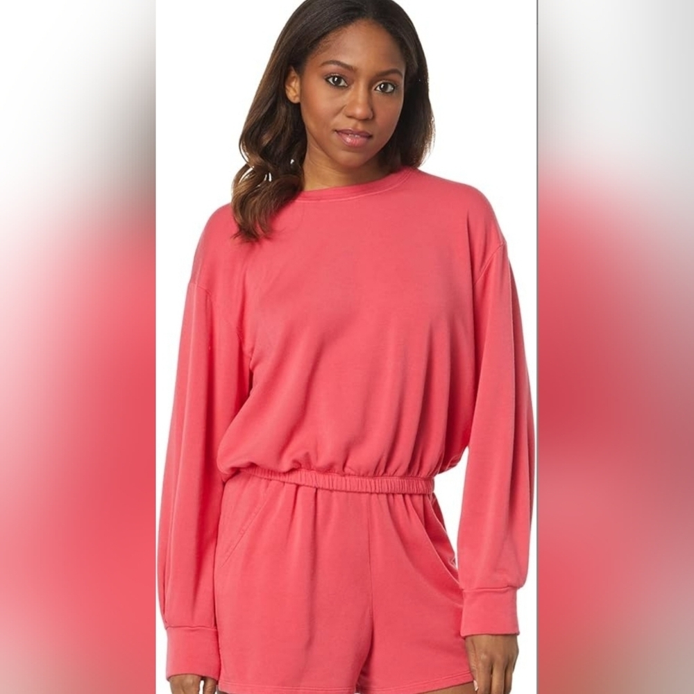 Sundry By "Anthropologie" Fleece Sweater W/Elastic Waistband- In Mauve